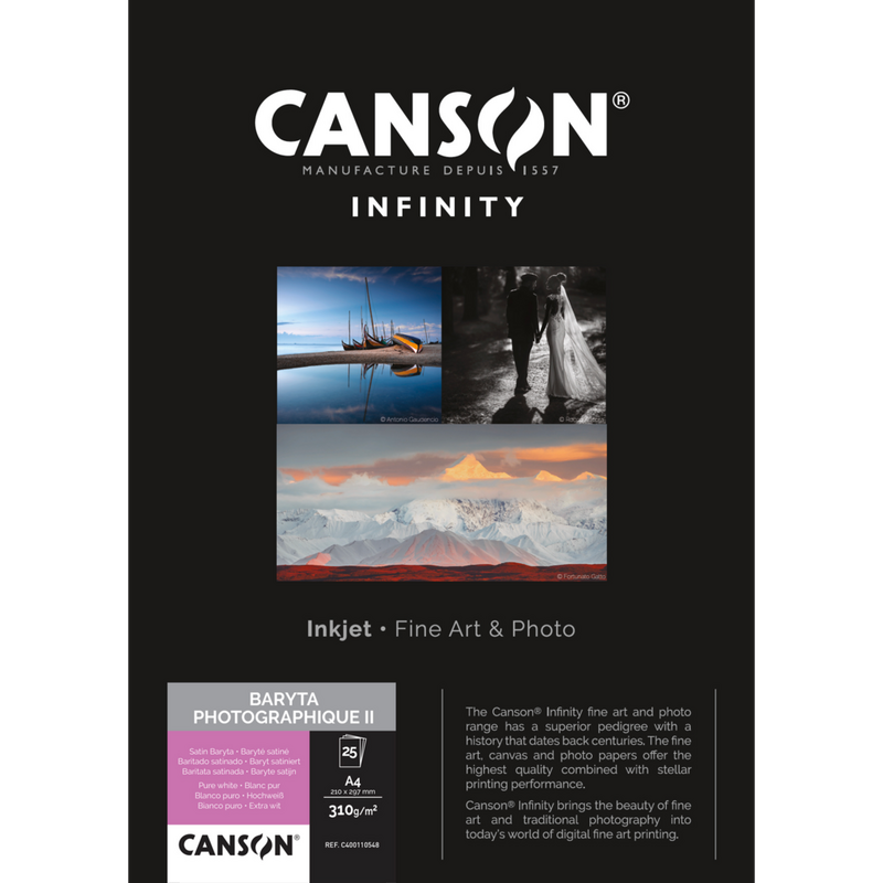 Canson Infinity Baryta Photographique II 310 gsm, A4, 25 Sheets
