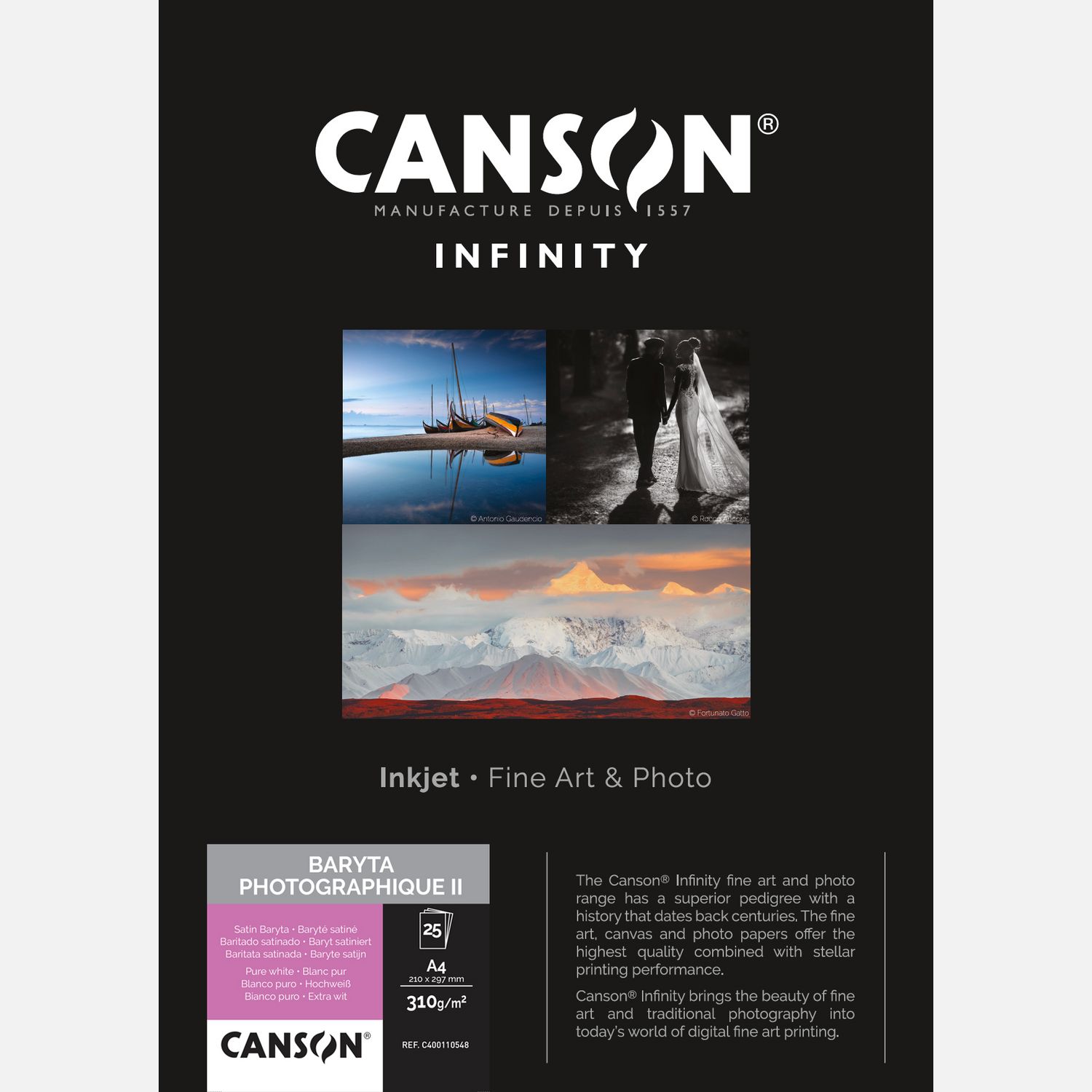 Image of Canson Infinity Baryta Photographique II 310 g/m² A4 - 25 fogli