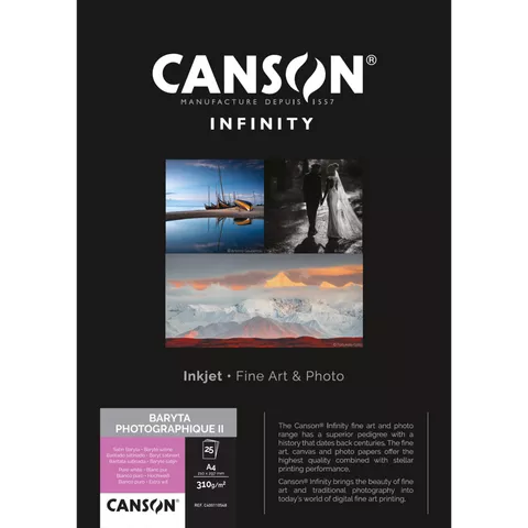 Canson Infinity Baryta Photographique II 310 gsm, A4, 25 Sheets
