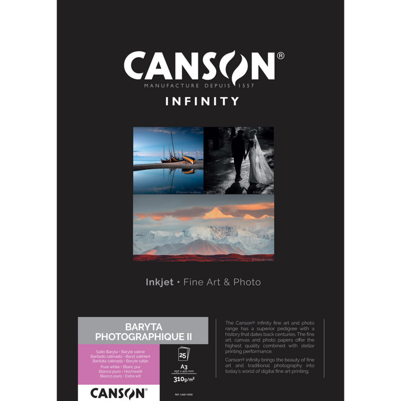 

Canson Infinity Baryta Photographique II 310 gsm, A3, 25 Sheets