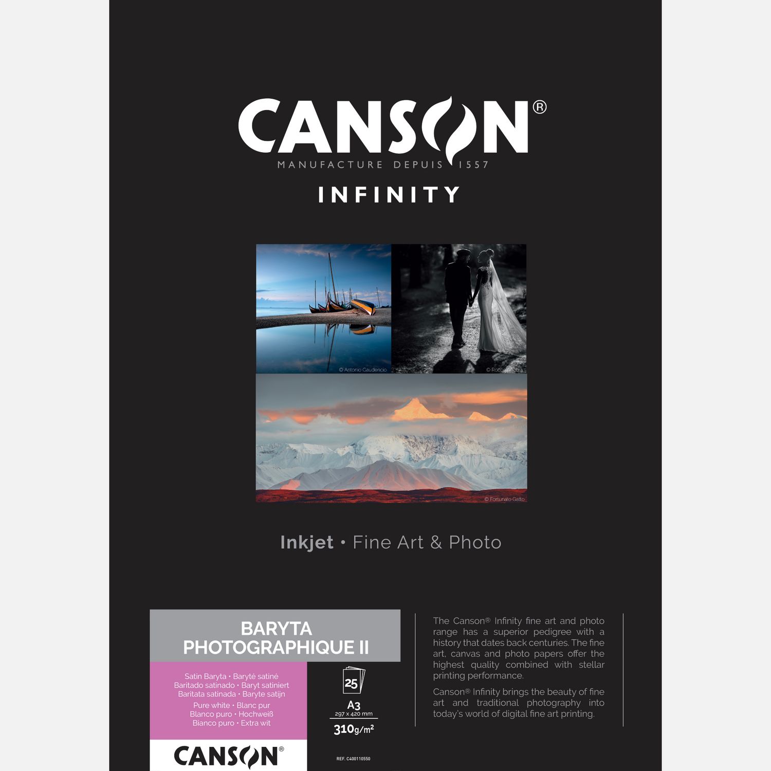 Image of Canson Infinity Baryta Photographique II 310 g/m² A3 - 25 fogli