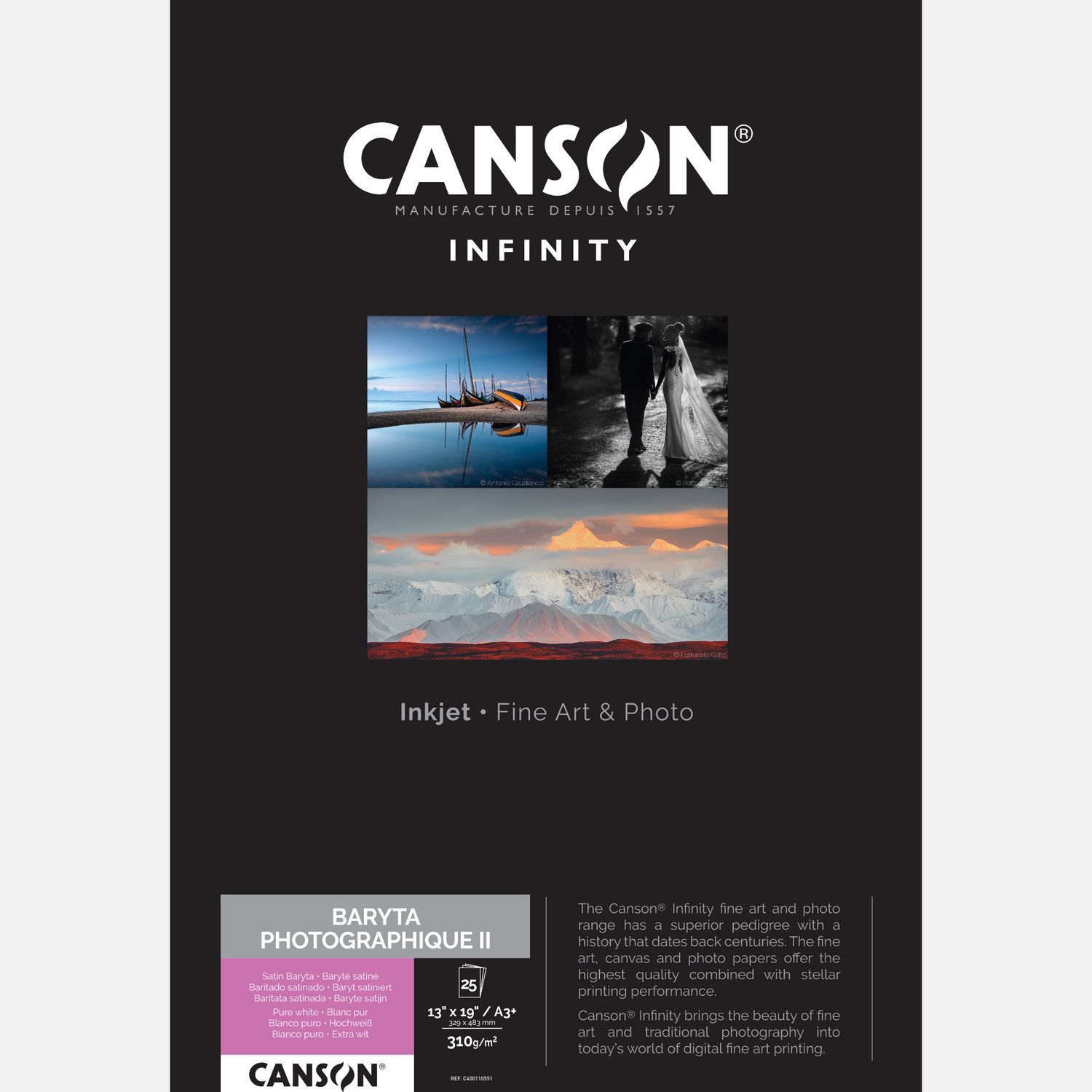 Image of Canson Infinity Baryta Photographique II 310 g/m² A3 Plus - 25 fogli