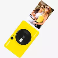 Canon Zoemini C Instant Camera Colour Photo Printer, Bumblebee Yellow Product Front view with Print Out