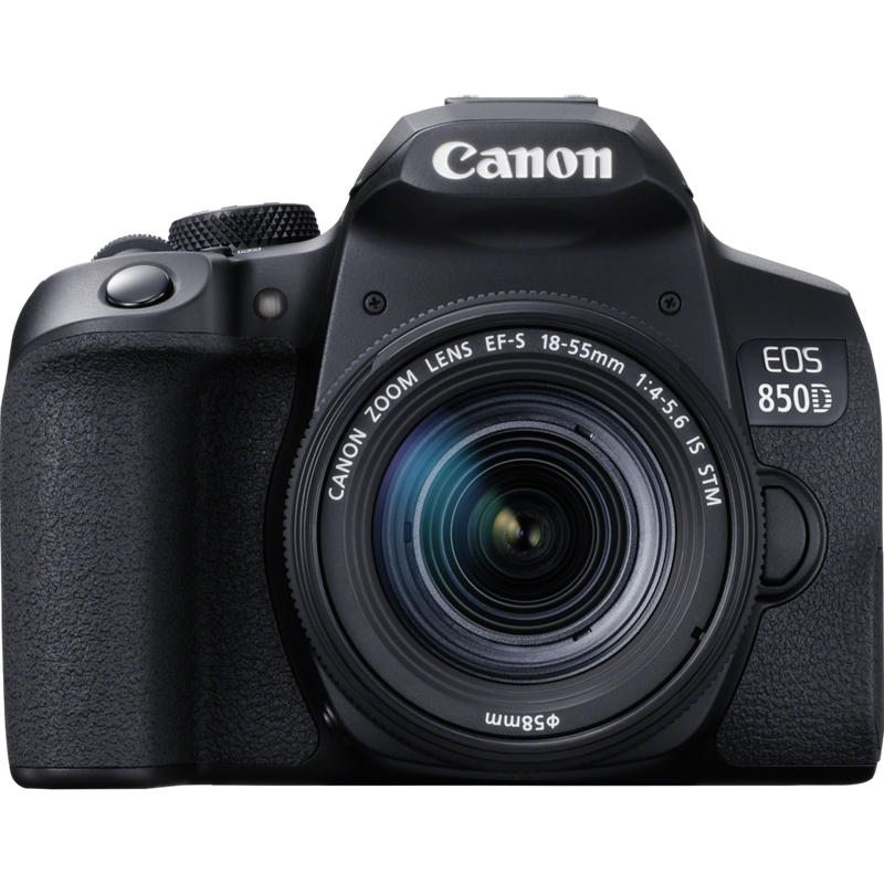 Canon EOS 850D + EF-S 18-55mm f/4-5.6 IS STM Objektiv Produkt Vorderansicht