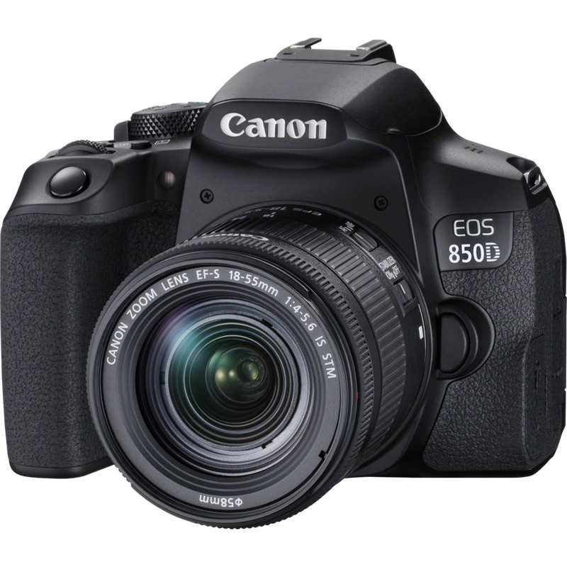 Canon EOS 850D + EF-S 18-55mm f/4-5.6 IS STM Objektiv Produkt Vorderansicht
