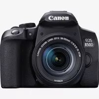 Canon EOS 850D + objetivo EF-S 18-55mm IS STM + mochila + tarjeta SD + batería de repuesto Producto Vista frontal
