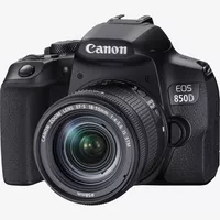 Canon EOS 850D + objetivo EF-S 18-55mm IS STM + mochila + tarjeta SD + batería de repuesto Producto Vista frontal