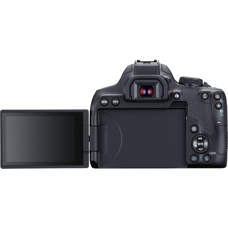Canon EOS 850D + EF-S 18-135mm f/3.5-5.6 IS USM Lens Product Back View With Open Screen