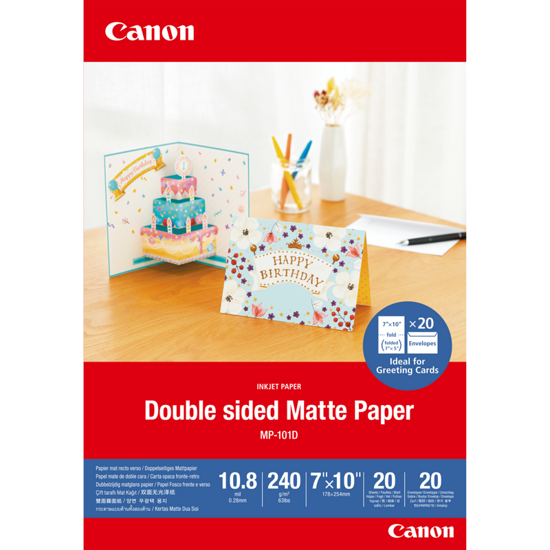 Canon MP-101D Double-sided Matte Paper, 7"x10", 20 sheets
