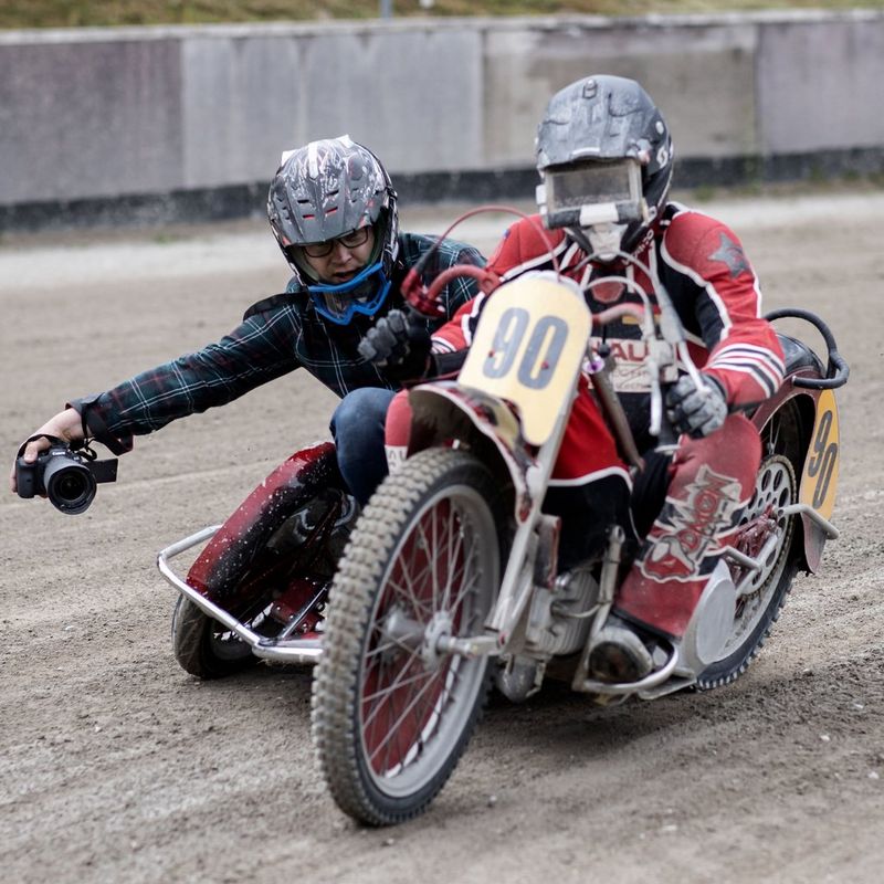 Canon EOS R6 Mirrorless Camera + RF 24-105mm F4-7.1 IS STM Lens Taking an Action Shot on a Moterbike