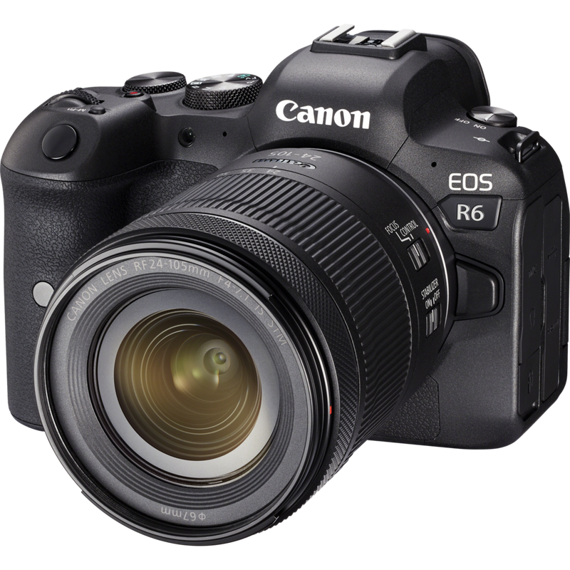 Canon EOS R6 Mirrorless Camera + RF 24-105mm F4-7.1 IS STM Lens Product Diagonal View