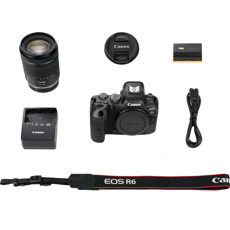 Canon EOS R6 Mirrorless Camera + RF 24-105mm F4-7.1 IS STM Lens Product What's in the Box