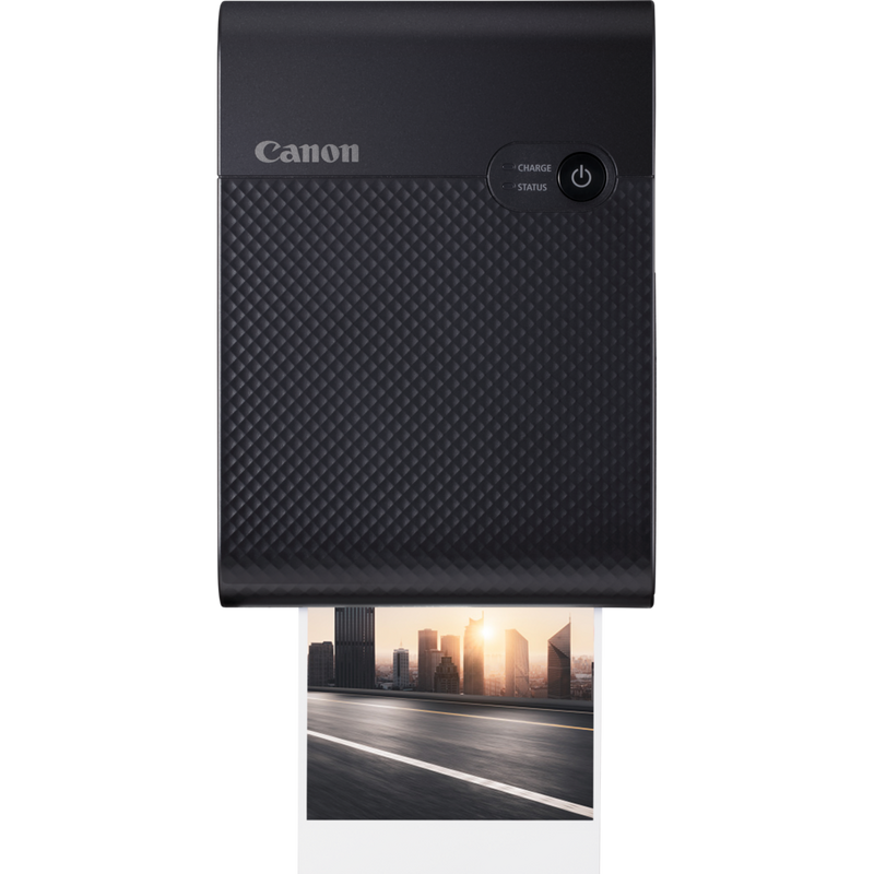Kit premium de impresora fotográfica inalámbrica SELPHY SQUARE QX10 de Canon, en negro Producto Vista frontal con una impresión