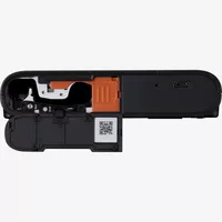Canon SELPHY SQUARE QX10 mobiler WLAN-Farbfotodrucker, Premium-Kit, Schwarz Produkt Ansicht von unten mit geöffneter Klappe