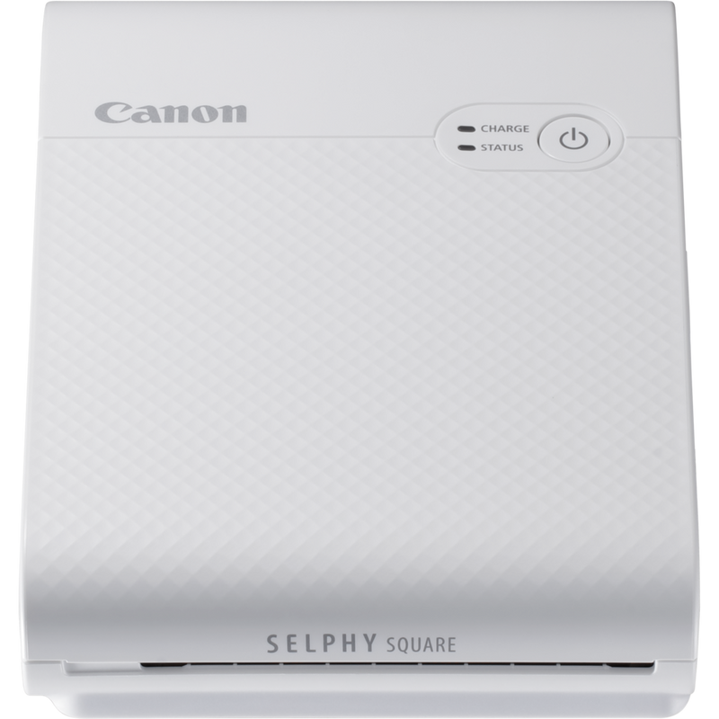Canon SELPHY SQUARE QX10 Portable Colour Photo Wireless Printer, White Product Front Slanted View