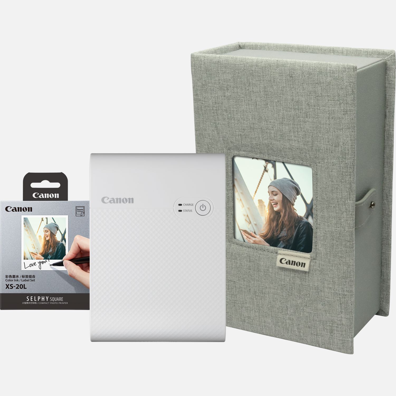 Canon SELPHY SQUARE QX10 Portable Colour Photo Wireless Printer Premium Kit, White
