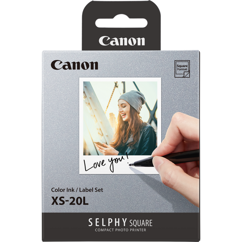 Canon SELPHY SQUARE QX10 Portable Colour Photo Wireless Printer Premium Kit, White Product Sticker Paper Front View
