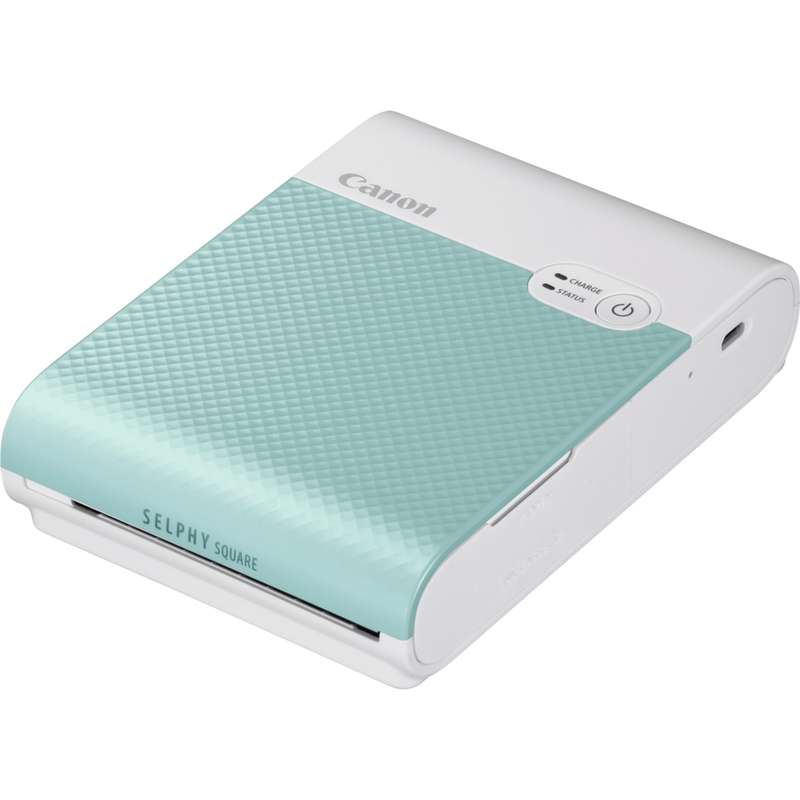 Imprimante photo couleur portable sans fil Canon SELPHY SQUARE QX10, vert menthe Produits Vue inclinée de gauche