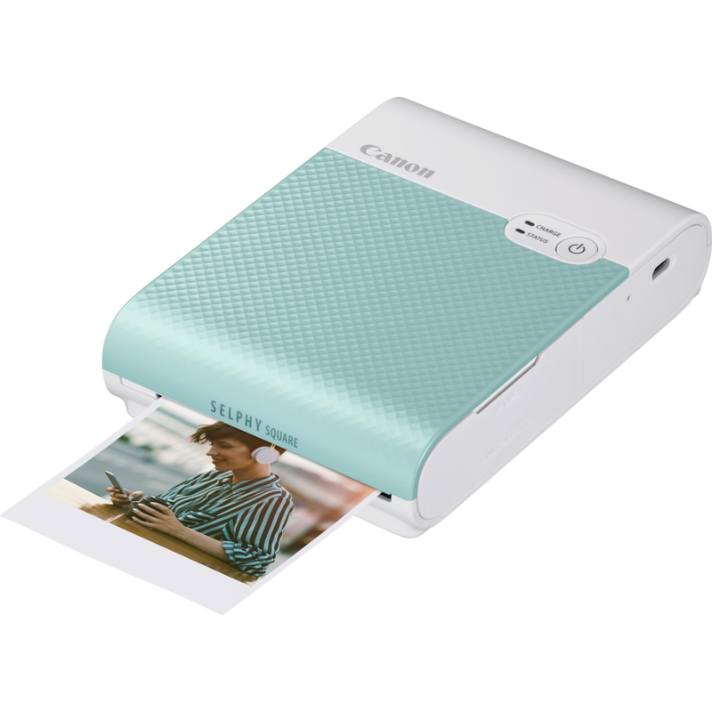 Imprimante photo couleur portable sans fil Canon SELPHY SQUARE QX10, vert menthe Produits Vue avant avec une copie