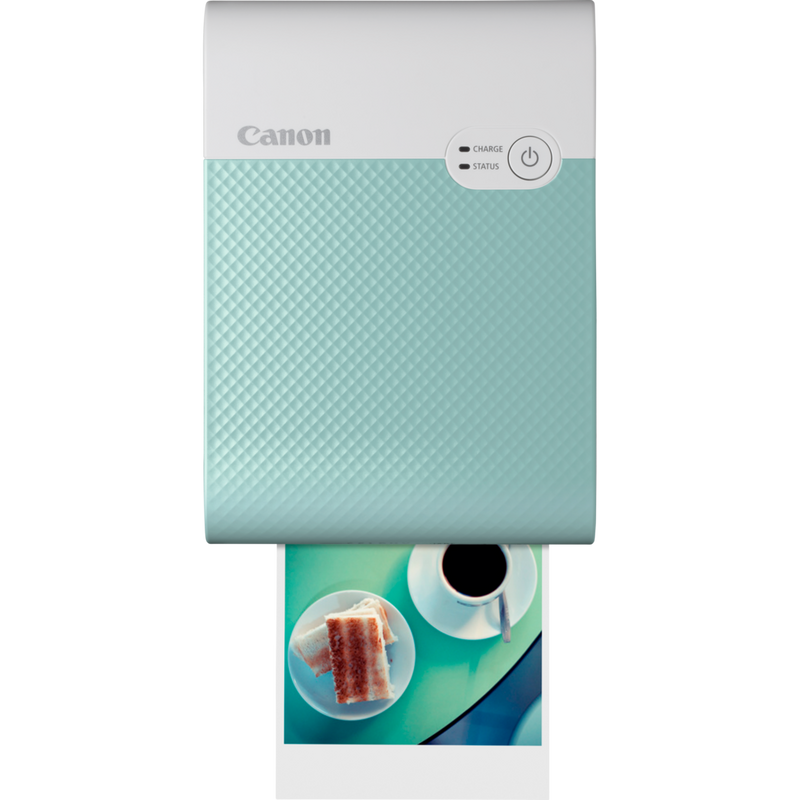 Imprimante photo couleur portable sans fil Canon SELPHY SQUARE QX10, vert menthe Produits Vue avant avec une copie