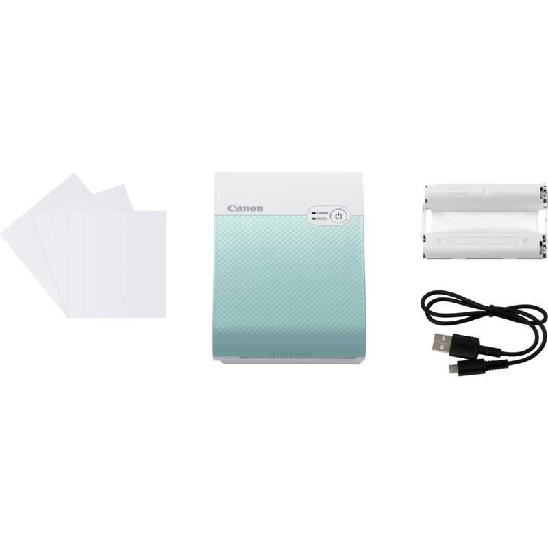 Imprimante photo couleur portable sans fil Canon SELPHY SQUARE QX10, vert menthe Produits Produit avec le contenu de la boîte