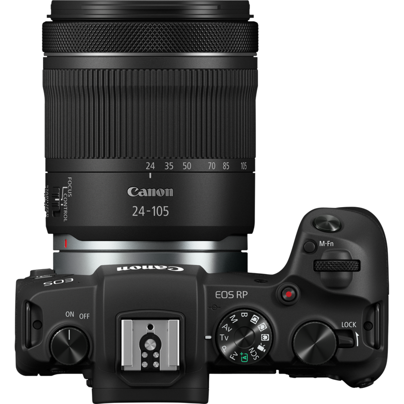 Objectif Canon RF 24-105mm F4-7.1 IS STM Produits Vue du dessus avec un appareil photo
