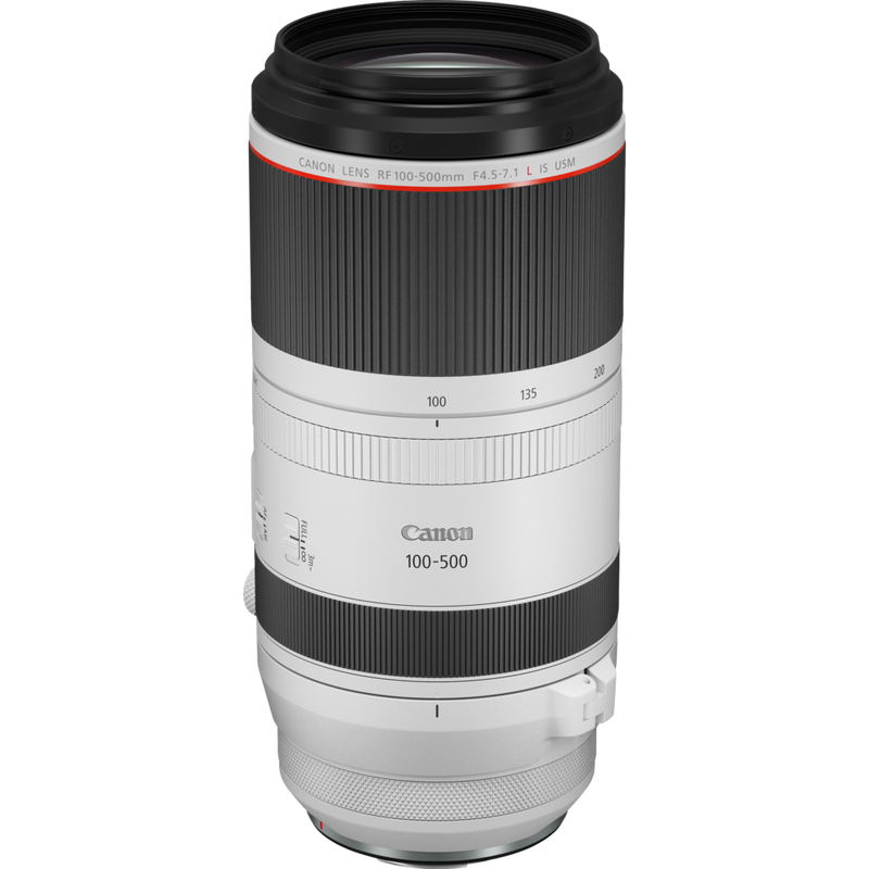 Objectif Canon RF 100-500mm F4.5-7.1L IS USM Produits Vue diagonale de dessus