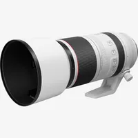 Canon RF 100-500mm F4.5-7.1L IS USM Lens Product Diagonal View with the Hood and Tripod Mount