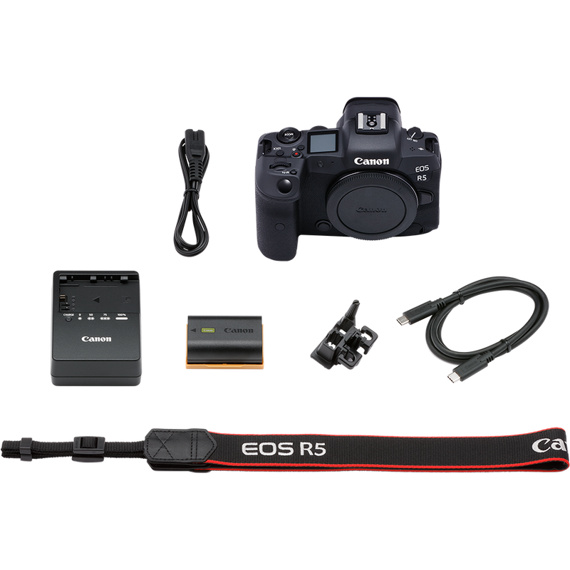 Canon EOS R5 Mirrorless Camera Body Product What's in the Box