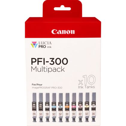 Multipack 10 cartouches d'encre Canon PFI-300 MBK/PBK/CO/GY/R/C/M