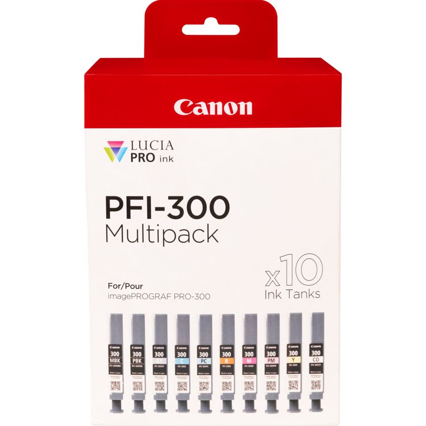 Wielopak obejmujący 10 kaset z atramentem Canon PFI-300 MBK