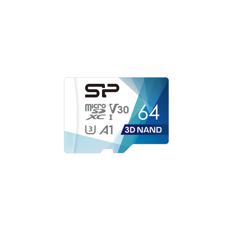 Carte mémoire Silicon Power Superior Pro V30 de 64 Go avec adaptateur Produit Vue avant