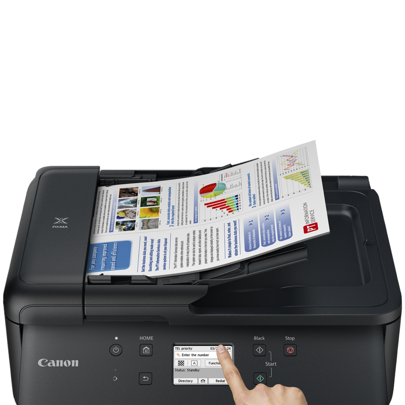 Imprimante jet d'encre multifonction PIXMA TR7650 Vue avant avec fonction d'écran tactile