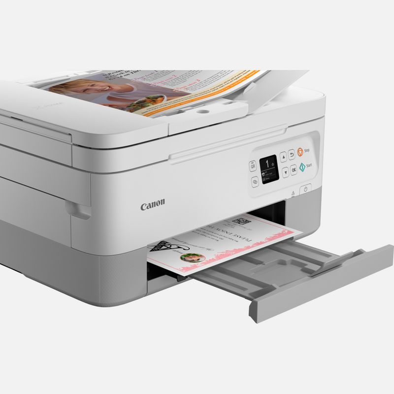 Scanner, Kopierer, Fotodrucker, OLED, 4.800 x 1.200 DPI, USB, WLAN, Print App, Duplexdruck, 2 Papierzuführungen weiß Canon PIXMA TS7451a Farbtintenstrahldrucker Multifunktionsdrucker DIN A4 