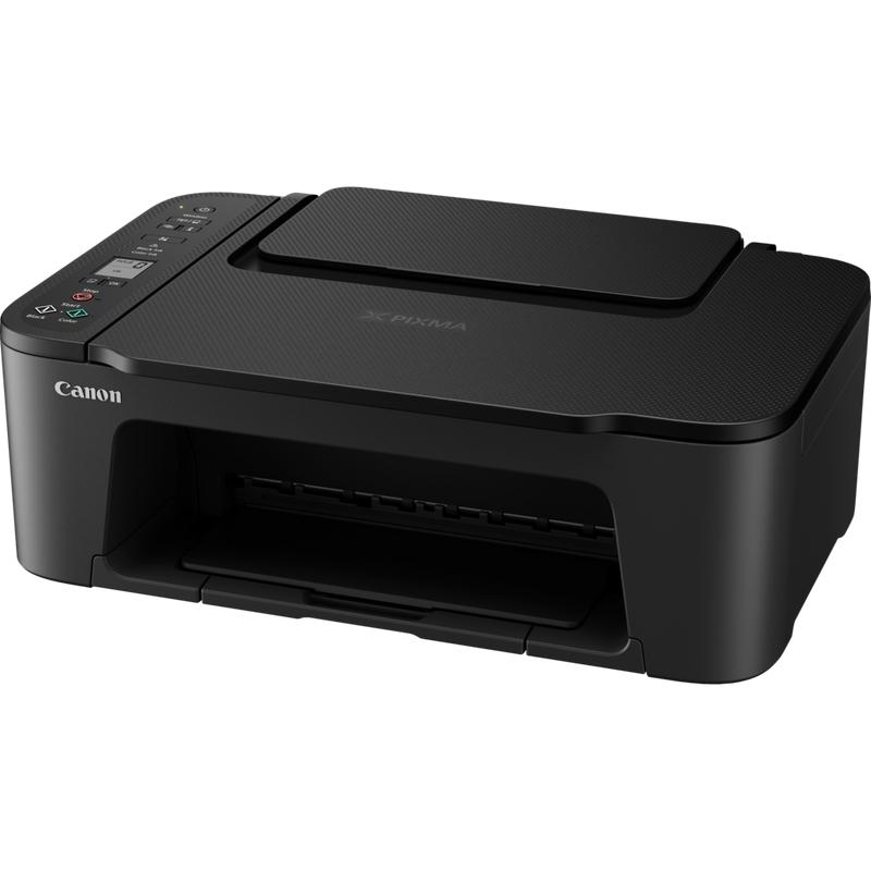 Canon PIXMA TS3450 negra: impresora multifunción fotográfica de inyección de tinta en color Producto Vista frontal inclinada