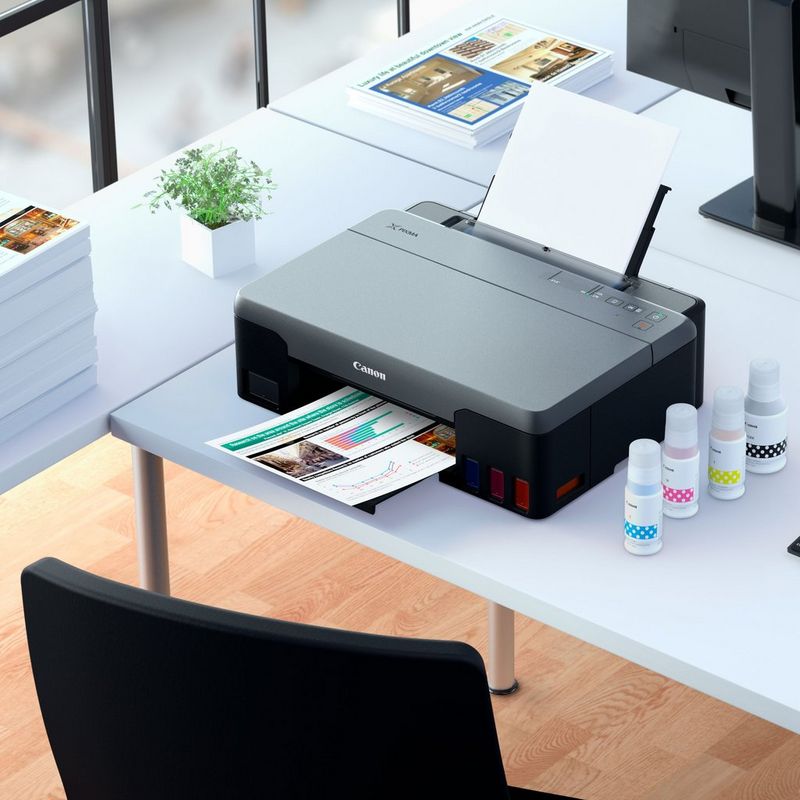 Canon PIXMA G1420 Colour Refillable MegaTank Printer Product c Paper Support Along With Inks