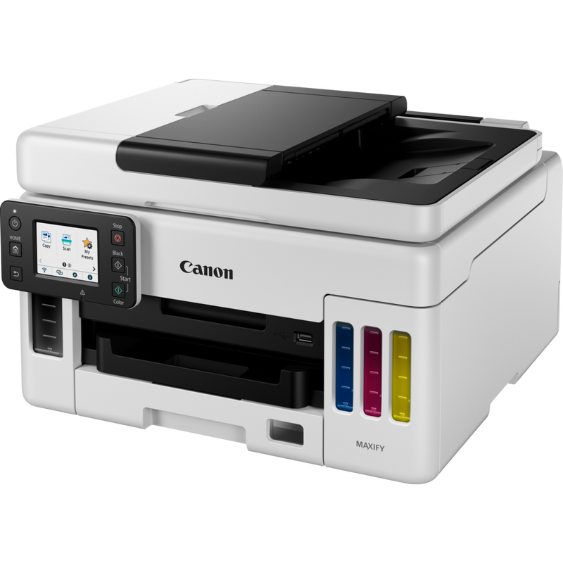 Canon MAXIFY GX6040 Wireless Colour 3-in-1 Refillable MegaTank Inkjet Printer Product Front Slant View