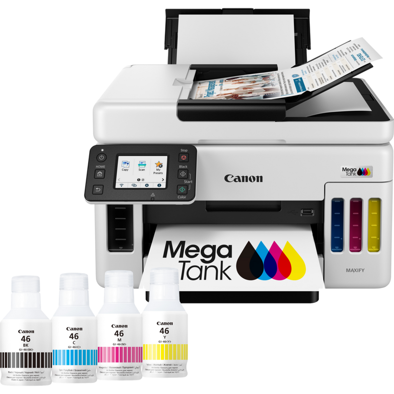 Bezprzewodowa drukarka atramentowa 3 w 1 z uzupełnianymi pojemnikami MegaTank Canon MAXIFY GX6040 Produkt Widok z przodu