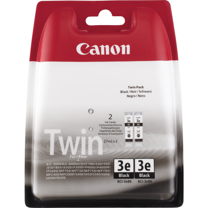 Canon BCI-3e BK Black Ink Cartridge (Twin Pack)
