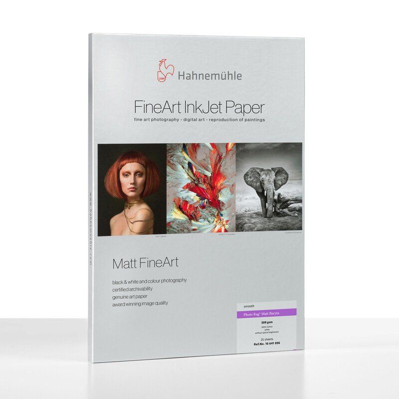 Hahnemühle Photo Rag Matt Baryta Paper 308 gsm, A3+, 25 Sheets