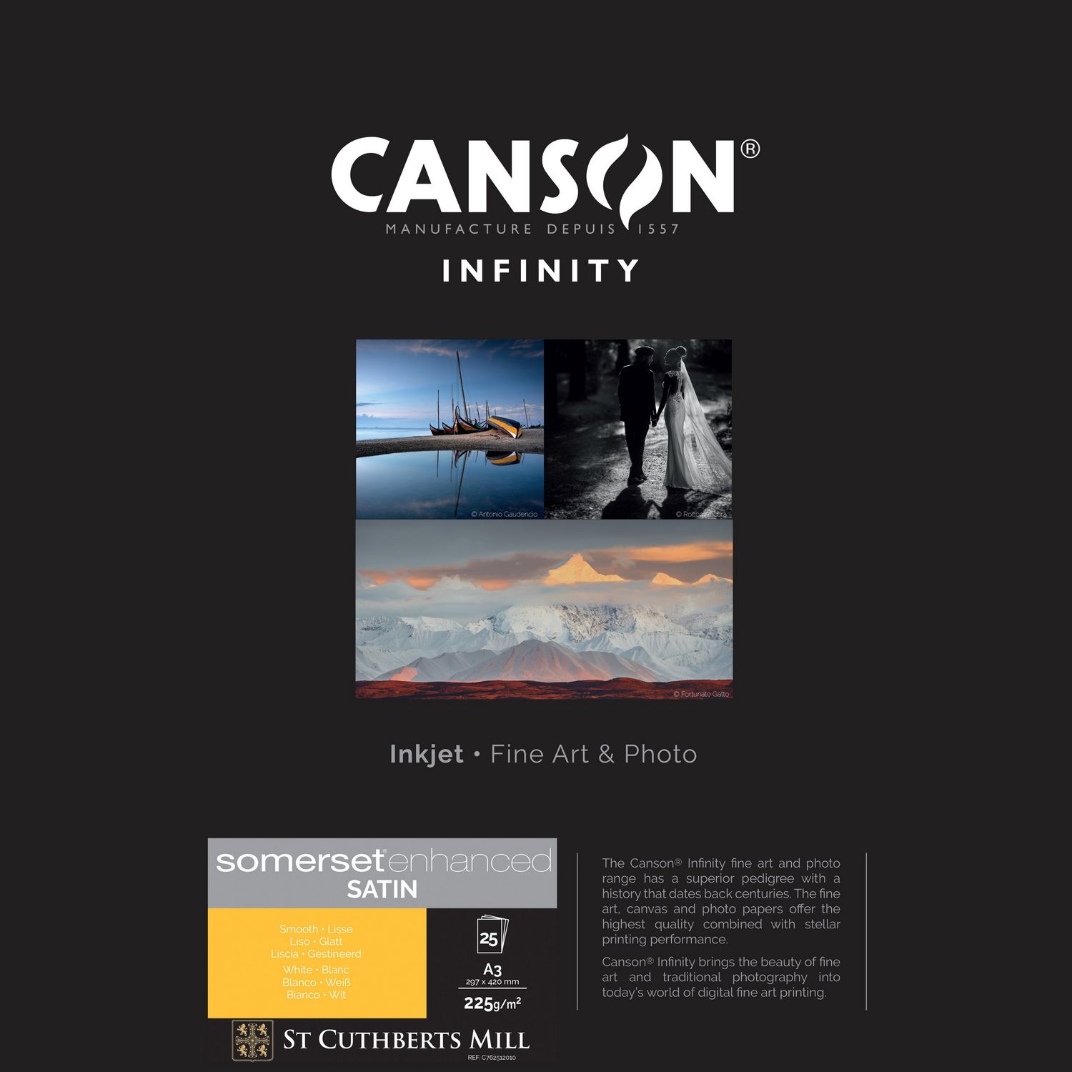 

Canson Infinity Somerset Enhanced Satin White Paper, 225 gsm, A3, 25 Sheets