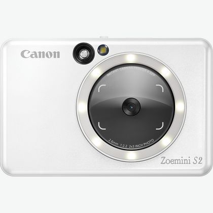 Imprimante photo couleur portable Canon Zoemini, blanc + papier photo 5 x  7,6 cm (20 feuilles) + autocollant rond (10 feuilles) in Fin de Série at