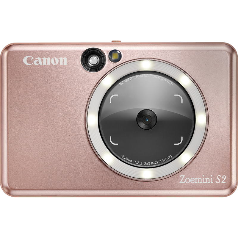 Canon Zoemini S2 Instant Camera Colour Photo Printer, Rose Gold + Diary + Pouch Product Front view of the camera