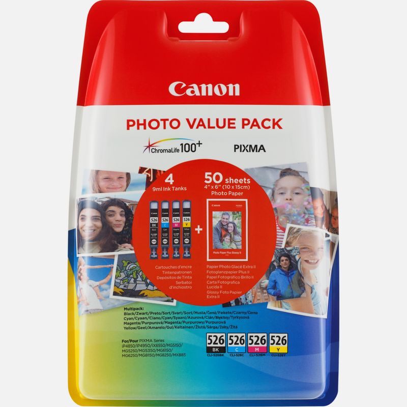 Canon Cli 526 Bk C M Y Inktcartridge Fotopapier Value Pack Canon Belgie Store