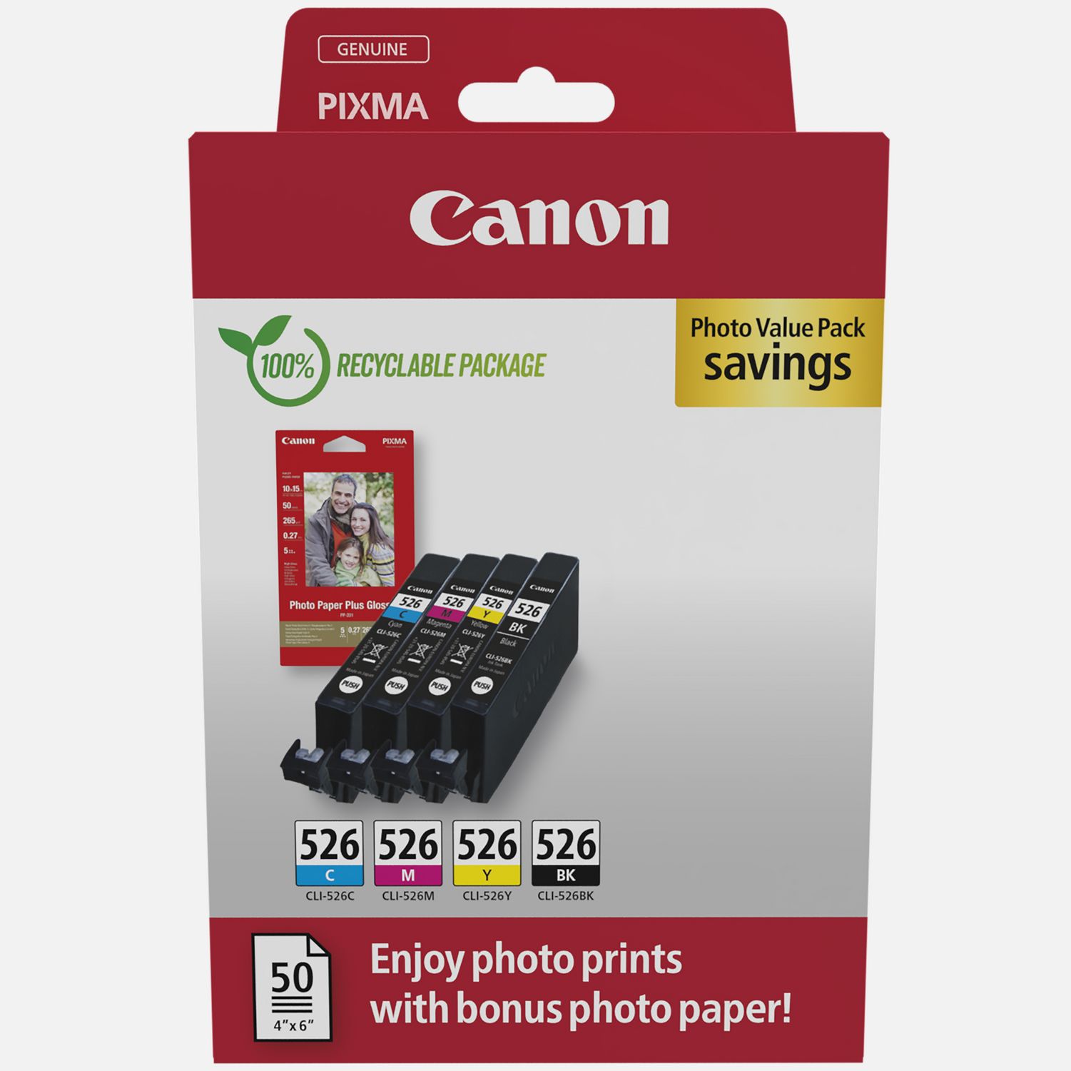 Canon CLI-526 Cartouches BK, C, M, Y Noir, Cyan,…