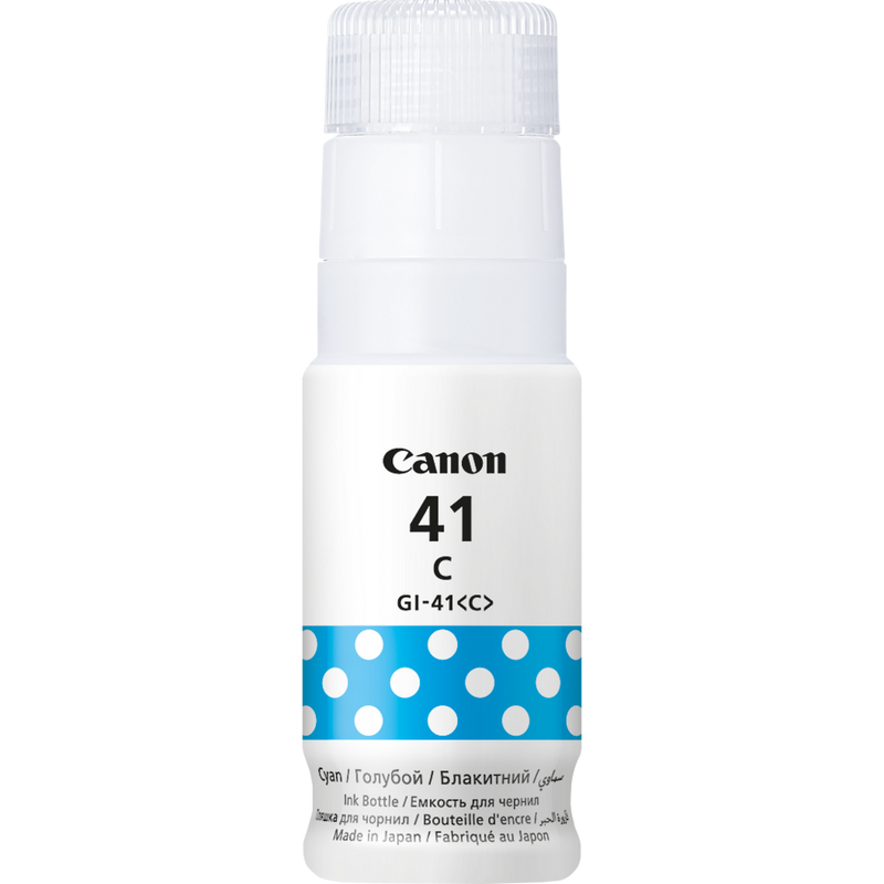 Canon GI-41C Ink Bottle, Cyan Product Bottle Front View