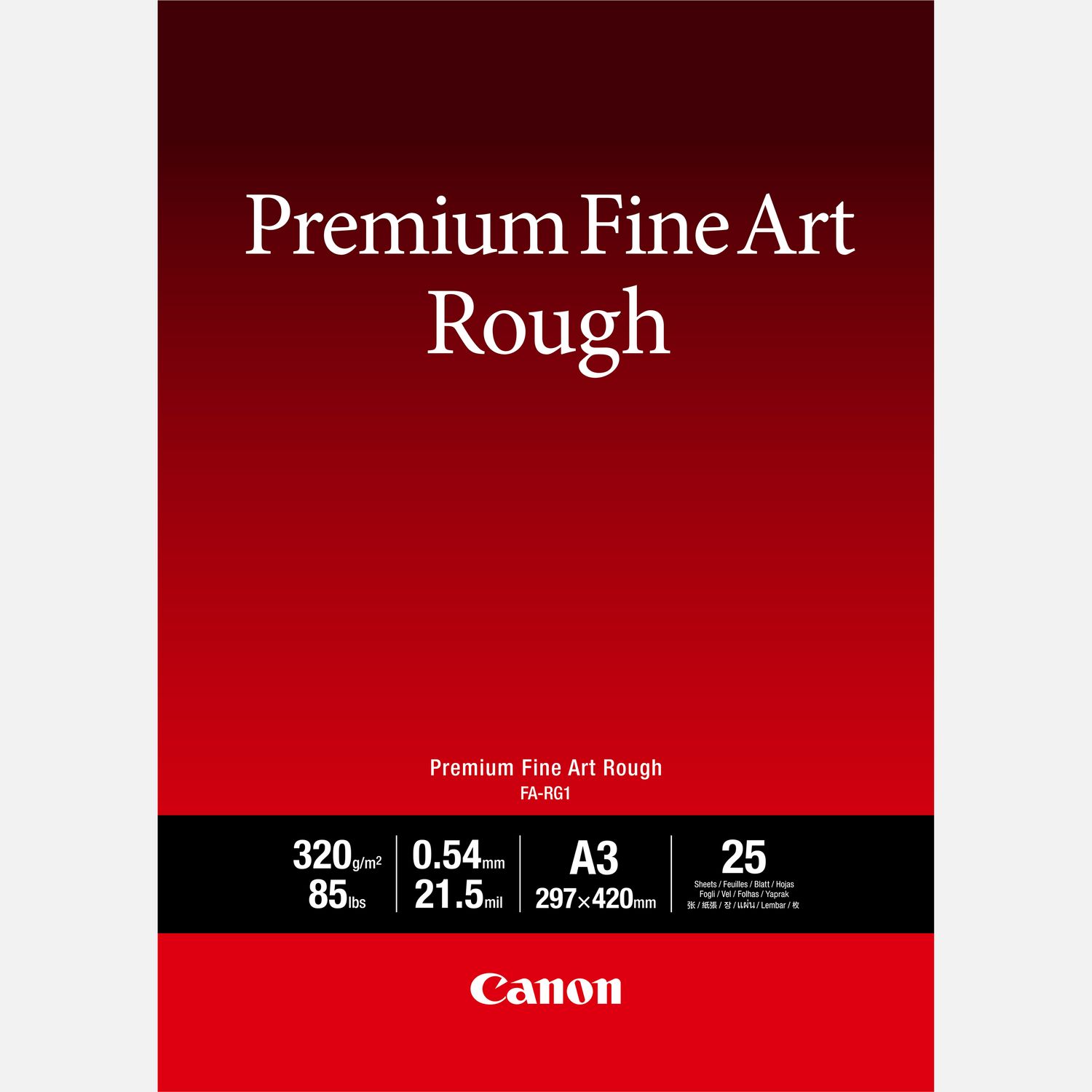 Papier A3 beaux-arts texturé Premium Canon FA-RG1, 25 feuilles