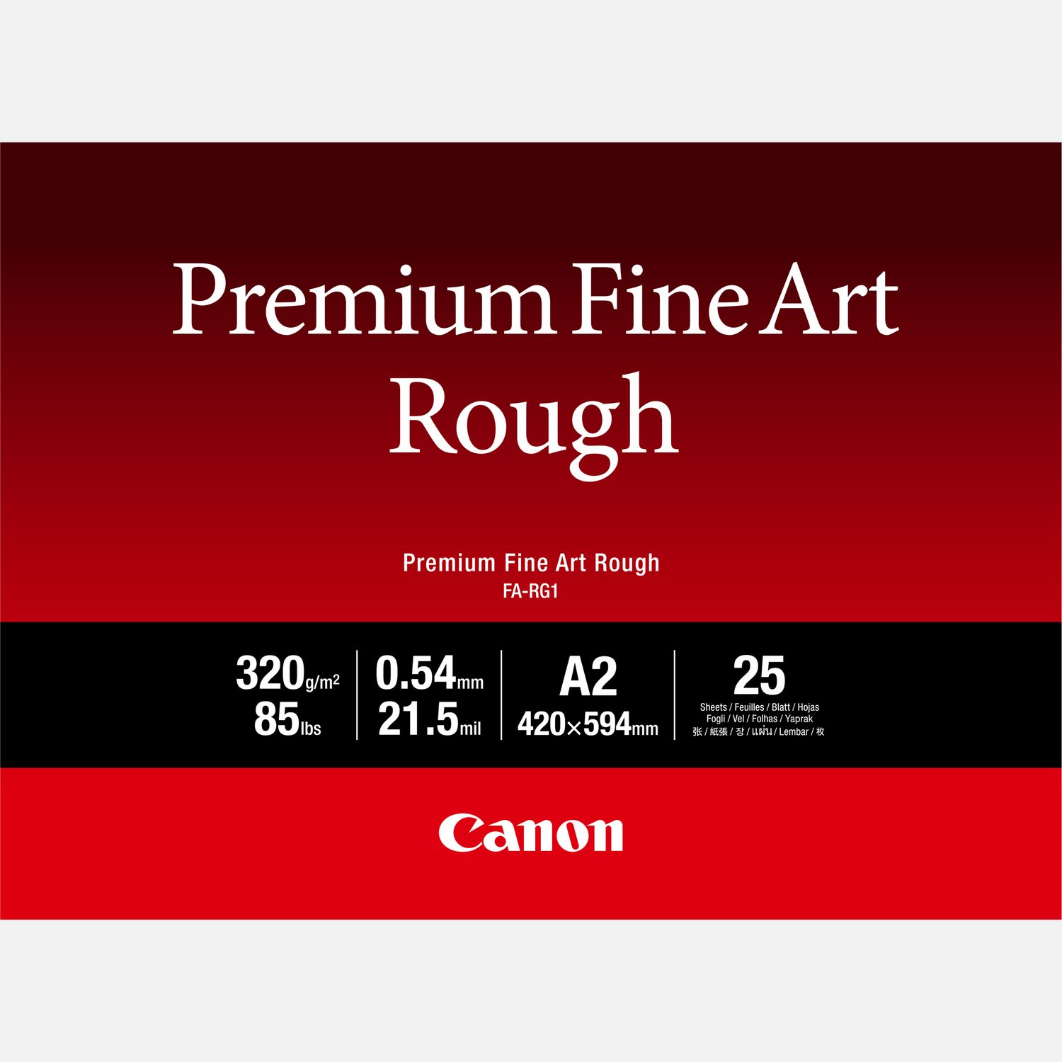 Papier A2 beaux-arts texturé Premium Canon FA-RG1, 25 feuilles