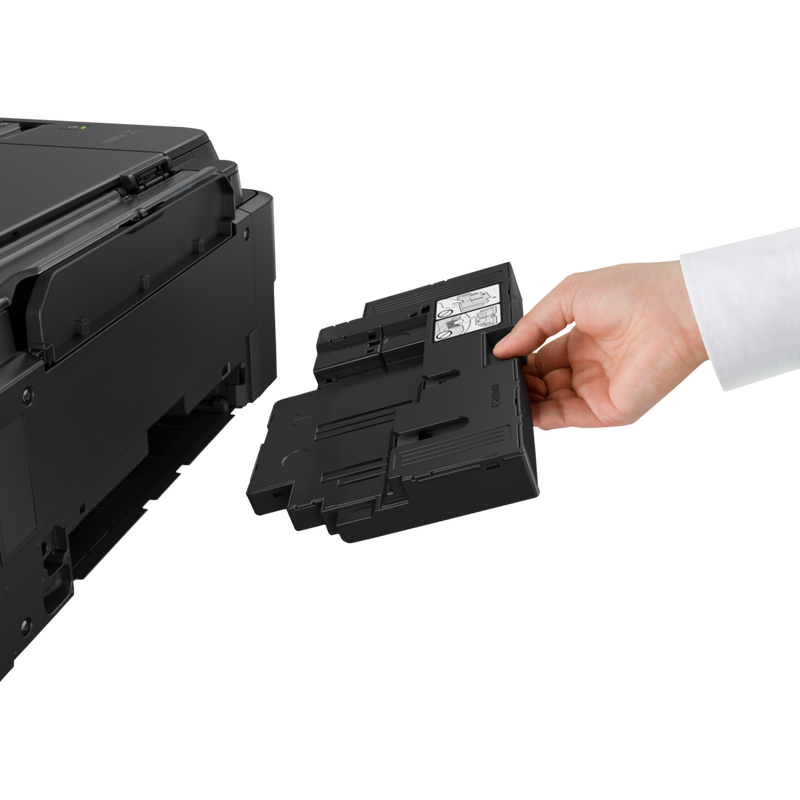 Canon PIXMA G640 Wireless 3-in-1 Refillable MegaTank Inkjet Photo Printer Product Front View With a Person Scanning A Page