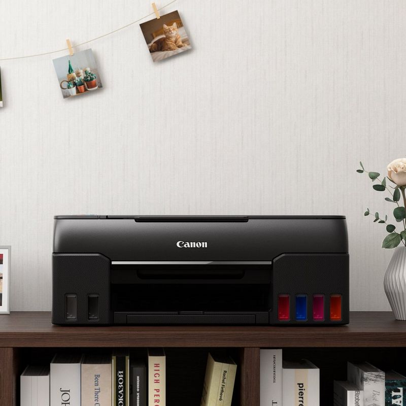 Canon PIXMA G640 Wireless 3-in-1 Refillable MegaTank Inkjet Photo Printer Kept On A Shelf